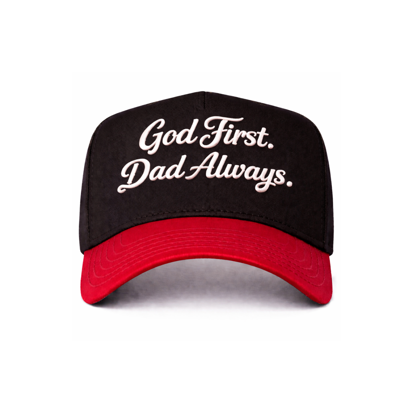 Red/Black God First Dad Always Snapback Hat