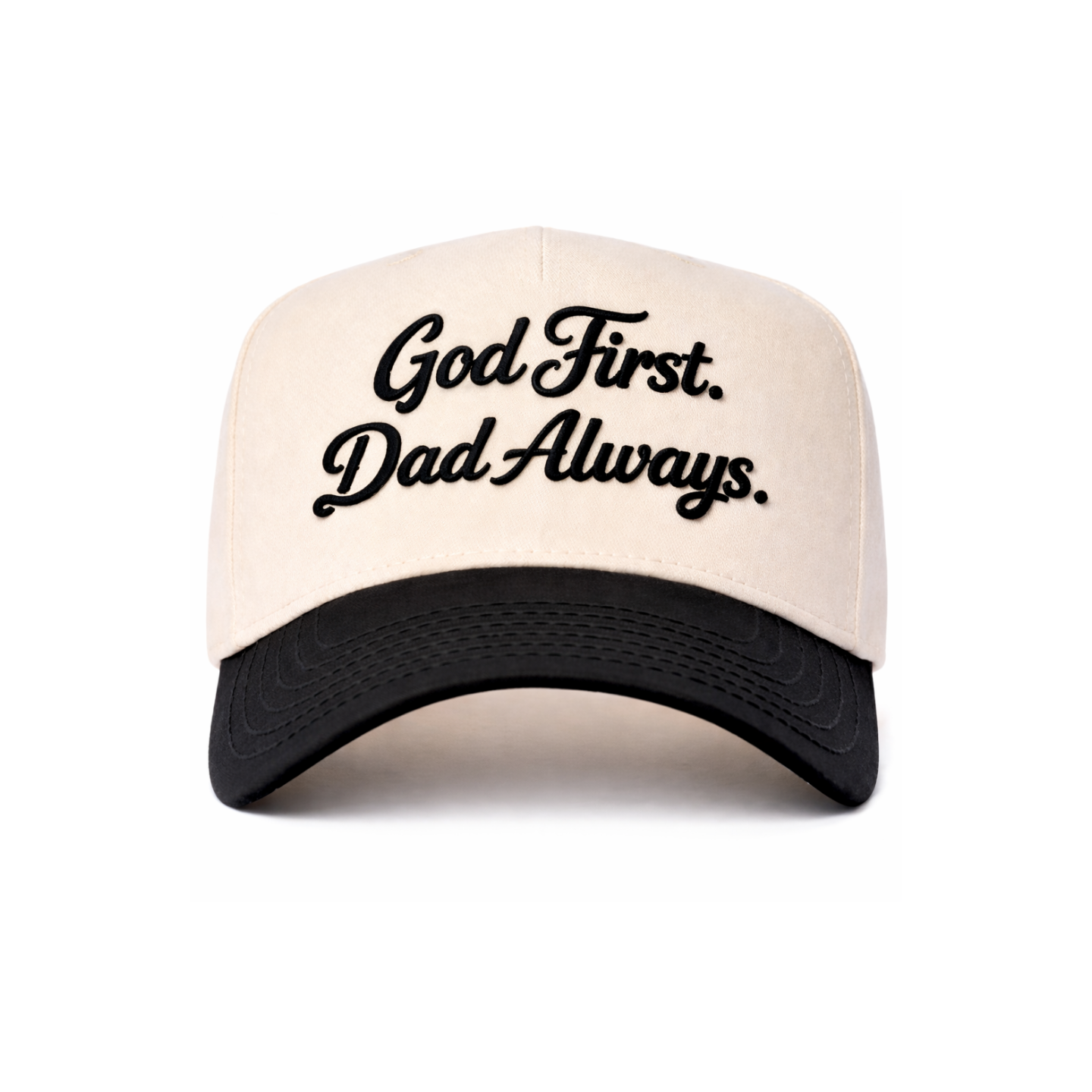 Cream/Black God First Dad Always Snapback Hat