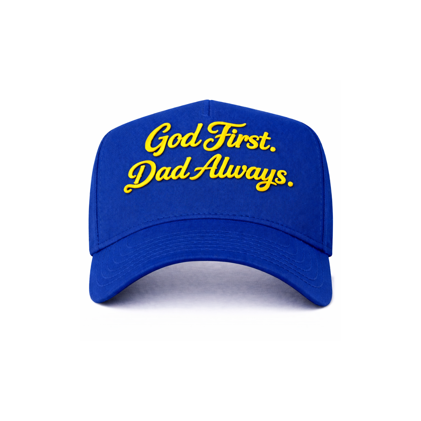Royal Blue/Gold God First Dad Always Snapback Hat