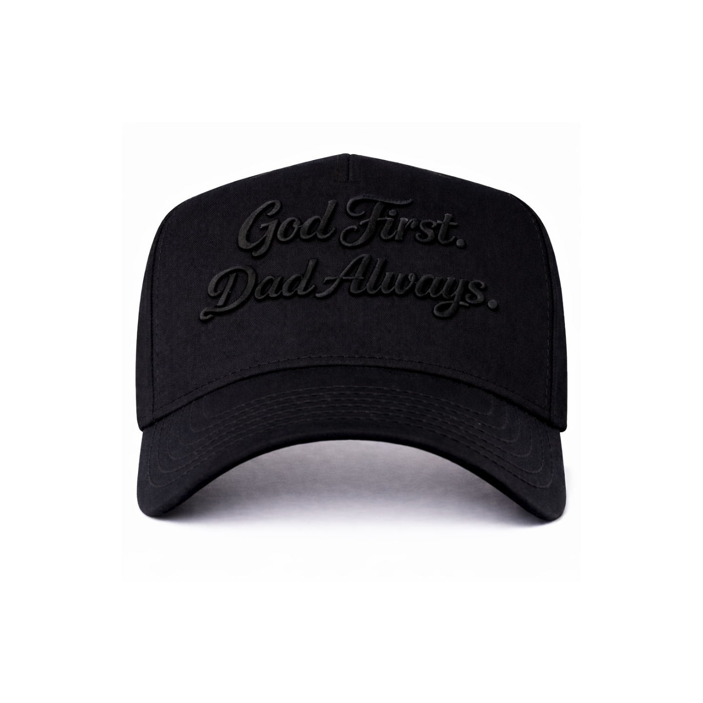 Black/Black God First Dad Always Snapback Hat