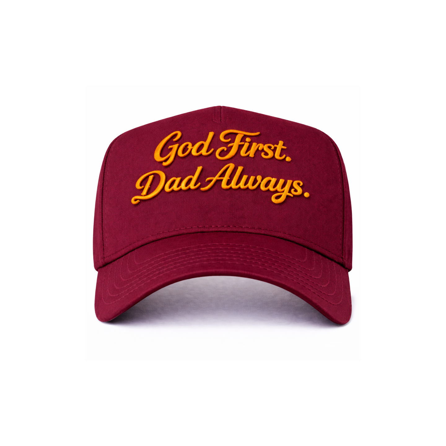 Orange/Maroon God First Dad Always Snapback Hat