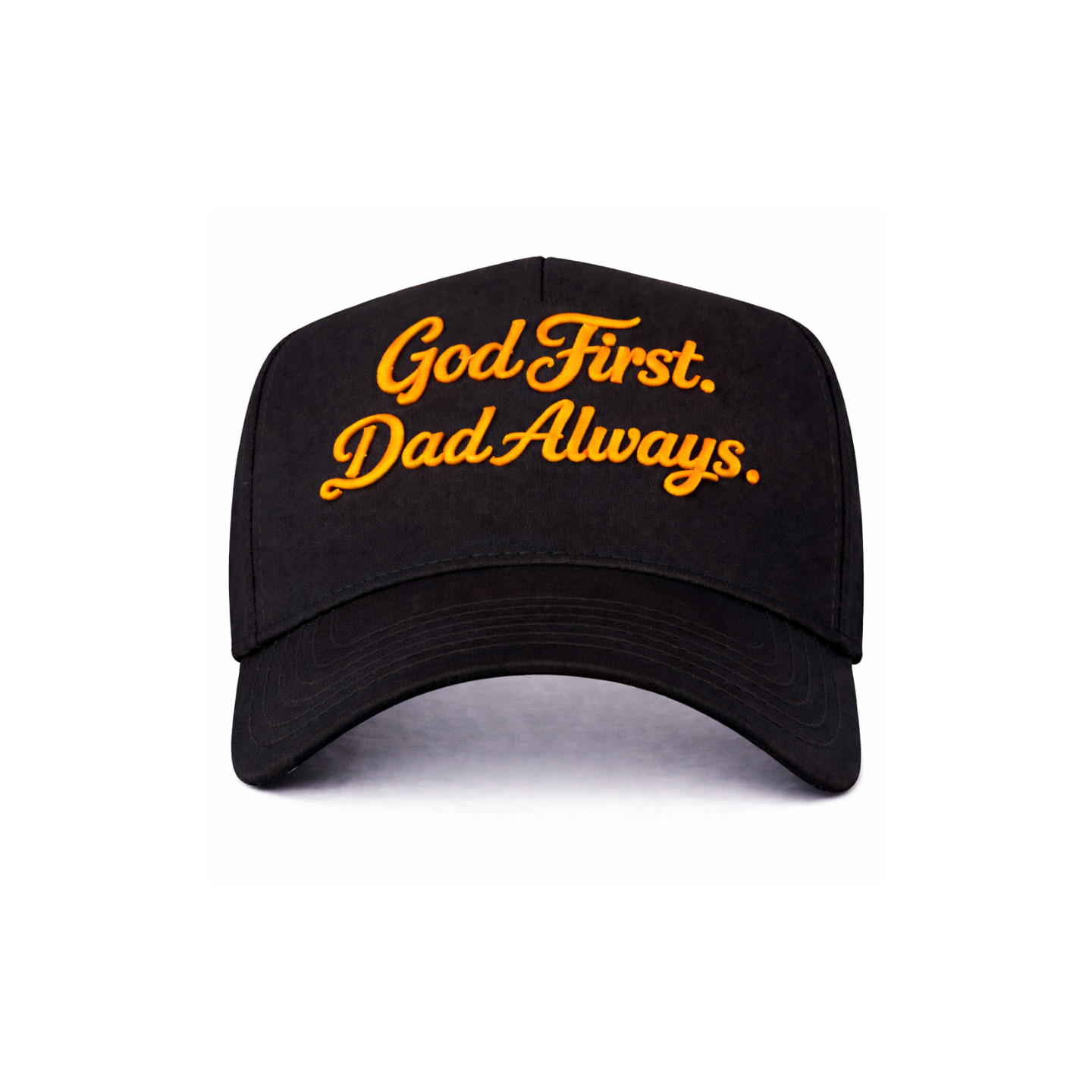 Black/Orange God First Dad Always Snapback Hat