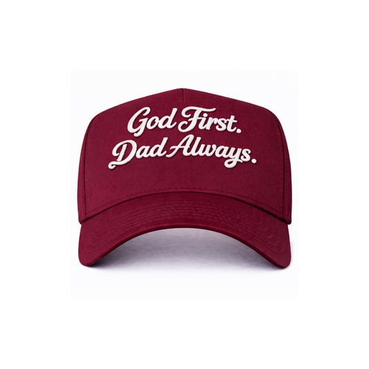 Maroon God First Dad Always Snapback Hat